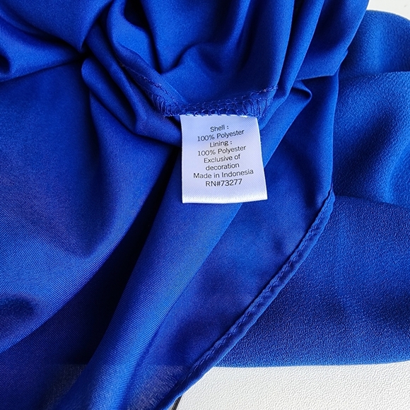 APT. 9 Women's One Shoulder Embroidered Ruffle Dress Blue Lined $54 Royal Sz M - Picture 4 of 11